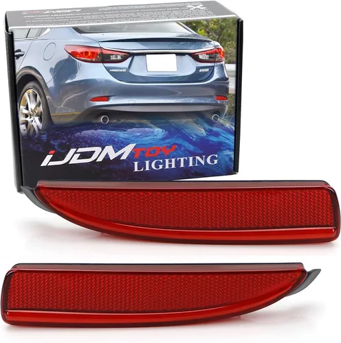iJDMTOY Lentes de reflector de parachoques trasero de color rojo o marcadores laterales traseros compatibles con Mazda 3 5 6 especificación OE