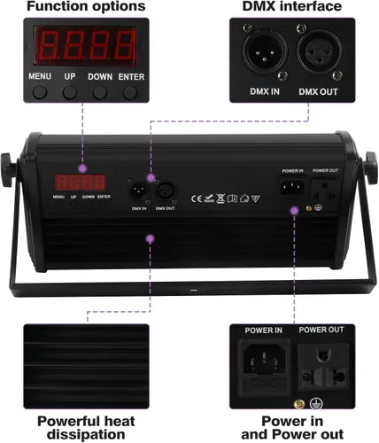 Miniatura 8 de U`King Barra de luz LED para escenario, 80 W, 48 LED, RGB Dj, barra de luces 2/8/12 DMX, reproducción automática, luz estroboscópica activada por