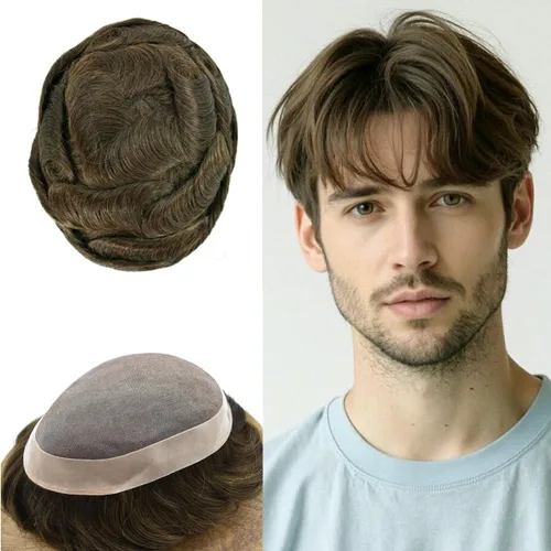 Miniatura 83 de Mens Toupee Hair Piece For Men Fine Mono Men Hair System Toupee For Men Hair Piece Real Human Hair System For Men Protesis Capilar Para Hombre 6x9