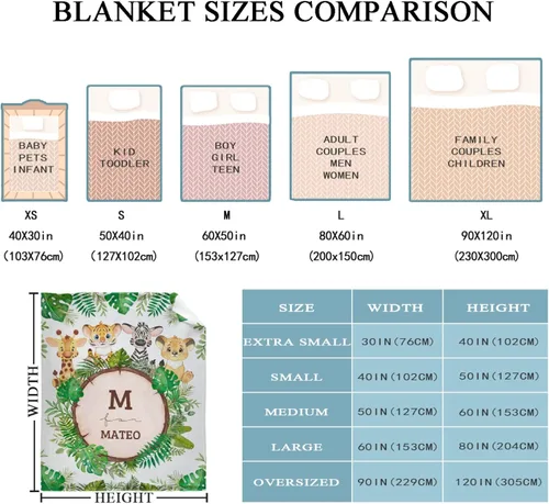 Miniatura 3 de Manta personalizada de animales bebés para niños y niñas, mantas personalizadas con nombre, manta ligera de franela suave para ropa de cama, sofá