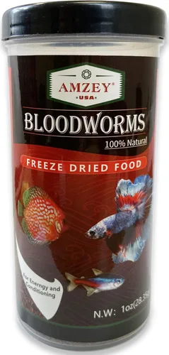 Miniatura 6 de Amzey Blood Worms - Gusanos de sangre liofilizados 100% naturales - Acuario alimento alto en proteínas para peces betta, peces dorados, cíclidos
