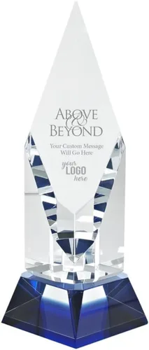 Miniatura 9 de Baudville Premio de trofeo de cristal luminario grabado personalizado - Destacados azules - Viene con elegante caja de regalo negra Lágrima