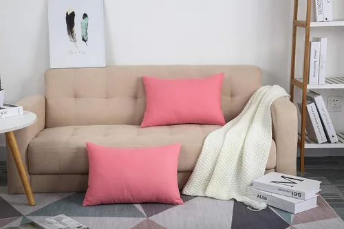 Miniatura 4 de TangDepot - Funda de almohada hecha a mano 100% lona de algodón, Algodón, Rosado