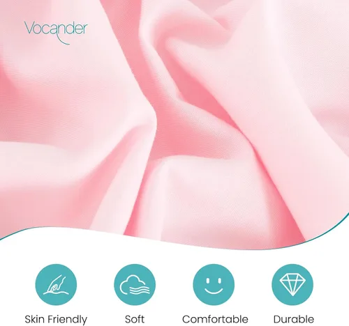 Miniatura 4 de Vocander Falda de Cama Rosa Tamaño Individual con Caída de 14 Pulgadas, Falda de Cama Elástica con Volantes Antipolvo, Fácil de Colocar, Faldas