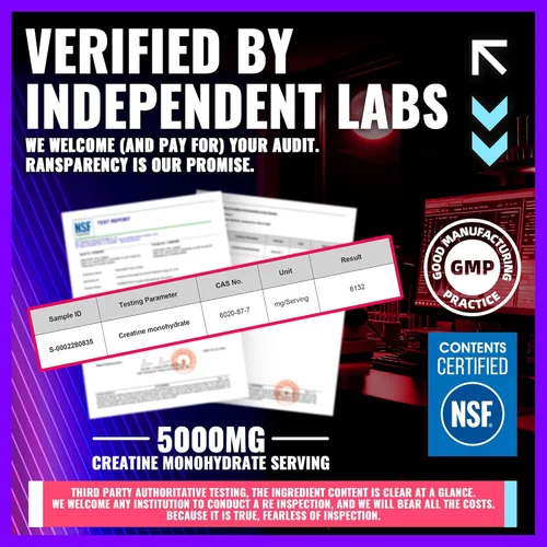 Miniatura 5 de Gomitas de creatina certificada por NSF 0.18 oz – Gomitas de monohidrato de creatina – Energía preentrenamiento y apoyo del crecimiento muscular