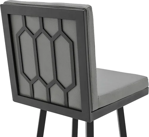 Miniatura 6 de Armen Living Taburete giratorio moderno de metal y piel sintética gris Gem