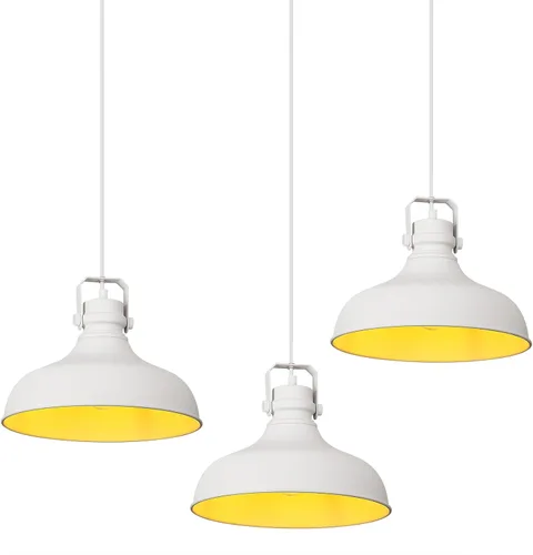 Luces colgantes blancas de granja, iluminación colgante mate para isla de cocina, industrial de altura ajustable, vintage, cúpula colgante para