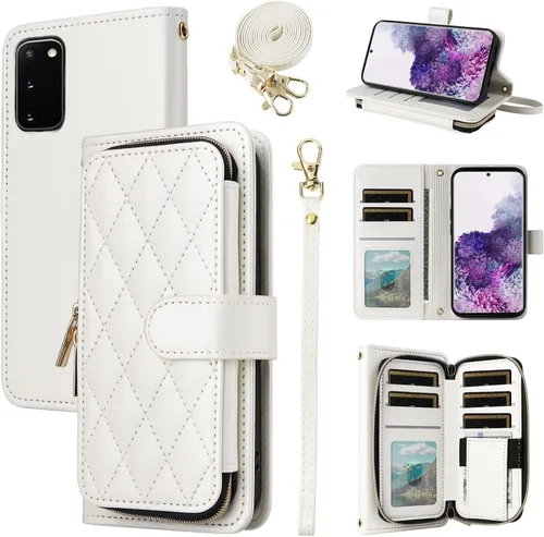 Miniatura 28 de Funda de Cartera para Samsung Galaxy S20 FE 5G de 6.5 Pulgadas con Correa para Muñeca, Billetera con Cremallera y más de 9 Ranuras para Tarjetas