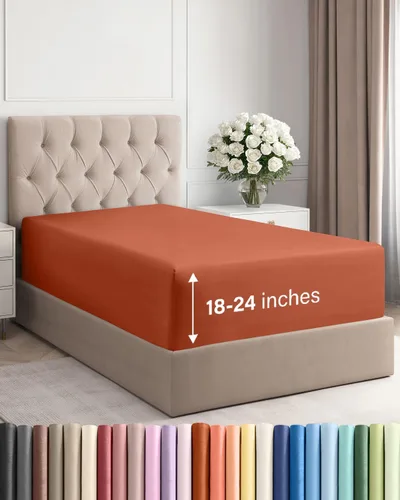 Miniatura 88 de Sábana bajera ajustable extra profunda tamaño completo – Sábana bajera individual de lujo para hotel únicamente – Se adapta fácilmente a colchones