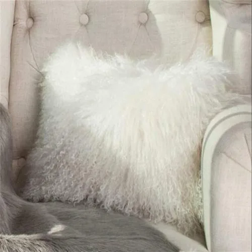 Seek4comfortable 2 fundas de almohada de piel de cordero tibetano mongol, funda de cojín blanca, 12 x 20 pulgadas Blanco