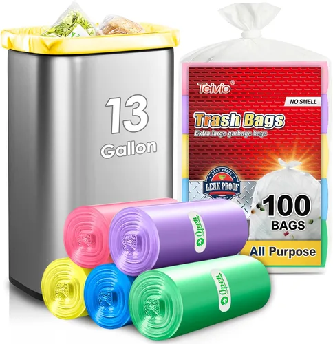 Miniatura 8 de Bolsas de basura pequeñas de 3 galones 120 unidades Bolsas de basura fuertes y coloridas, bolsas de basura pequeñas, forros para botes de basura