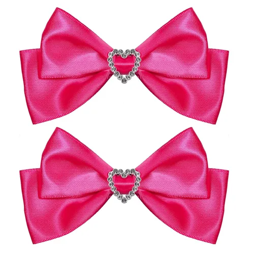 Miniatura 10 de Pinzas de lazo de satén rojo, horquillas escolares de Navidad de San Valentín con diamantes de imitación de corazón, accesorios para el cabello