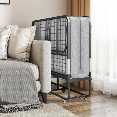 Miniatura 6 de Espsilto Cama plegable tamaño cuna con colchón para adultos, cama plegable portátil de 75 x 31 pulgadas para invitados, ahorro de espacio y fácil