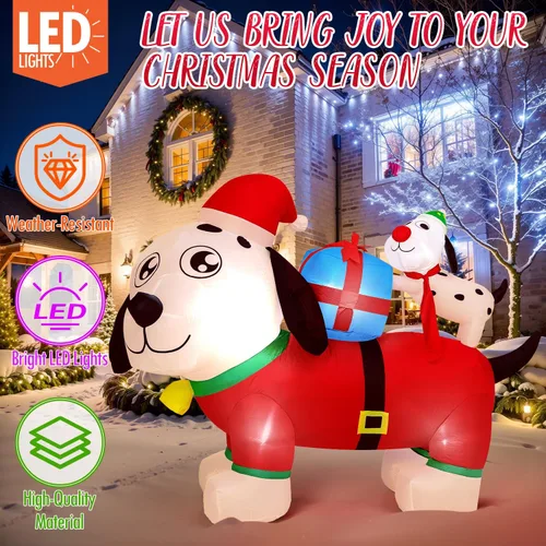 Miniatura 2 de PRESENCE Decoraciones inflables de Navidad para exteriores, luces LED de Navidad de 5 pies con caja de regalo, decoración de invierno, regalo