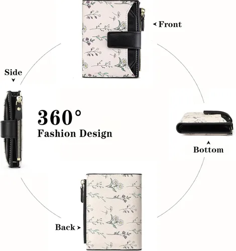 Miniatura 5 de BIAOTIE Cartera pequeña de piel para mujer, con bolsillo plegable, con bloqueo RFID, tarjetero de crédito, lindo bolso con bolsillo para monedas