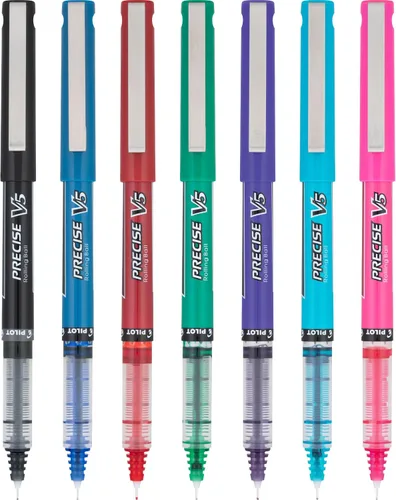 Miniatura 2 de Bolígrafos Pilot Precise V5 con tapa de tinta líquida, bolígrafos de punta extrafina 0.5 mm, bolígrafos de colores, colores surtidos, paquete de 7