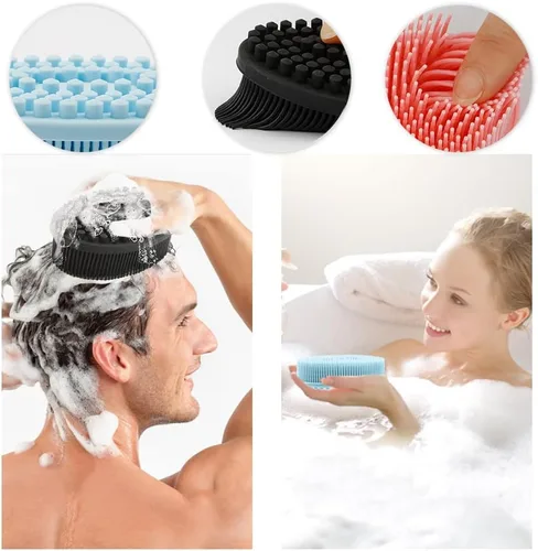 Miniatura 4 de Paquete de 3 unidades de esponja de silicona suave, exfoliante corporal de silicona suave, cepillo corporal de silicona para baño y ducha