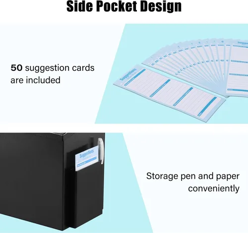 Miniatura 5 de xydled Caja de sugerencias montada en la pared con cerradura de llave, caja de depósito de metal para donación/boletas/votación/colección/llaves