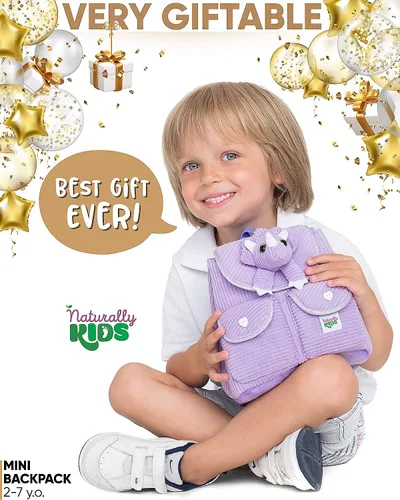 Miniatura 2 de Naturally KIDS Mini mochila de dinosaurio - Mochila muy pequeña para niñas y niños - Juguetes de dinosaurio para niños de 3 a 5 años - Mochila