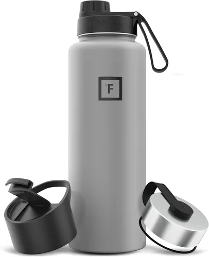 Miniatura 57 de IRON °FLASK Frasco de hidratación para acampar y senderismo con pajilla, botella de agua deportiva de acero inoxidable con aislamiento de boca Dark