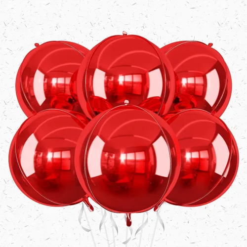 Miniatura 10 de 6 globos redondos negros de aluminio, globos redondos gigantes 4D, globo negro metálico de 22 pulgadas para Año Nuevo, cumpleaños, boda, graduación
