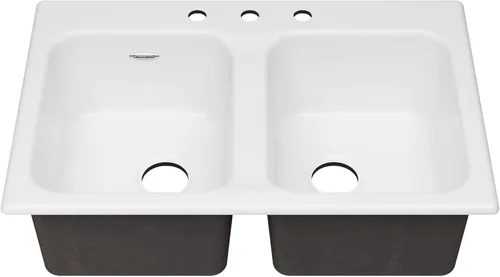 Miniatura 2 de American Standard 77DB33223.308 - Fregadero de cocina de hierro fundido con membrillo de 33 x 22 pulgadas, montaje superior, 3 agujeros