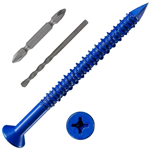 Miniatura 8 de Wensilon (105 PIEZAS) Kit de Anclajes de Tornillo para Hormigón de 3/16" Cabeza Plana Azul/Negro/Blanco para Anclaje a Mampostería, Bloque