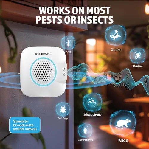 Miniatura 5 de Bell+Howell Repelente ultrasónico de plagas mejorado 2025 para interiores, paquete de 6 unidades, repelente de ratones para interiores, kit