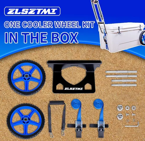 Miniatura 2 de Kit de ruedas enfriadoras mejoradas para enfriadores Yeti/RTIC/Igloo con espacio de rueda de hasta 19.8 pulgadas a 12 pulgadas, altura ajustable