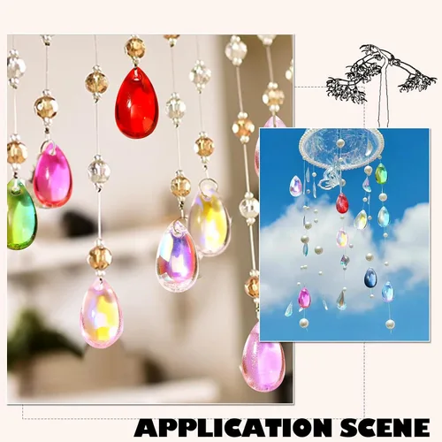 Miniatura 7 de Ipotkitt 200 dijes de cristal transparente de color aleatorio con forma de lágrima, cuentas perforadas para manualidades, aretes, collares, pulseras