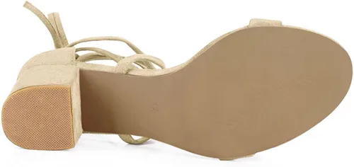 Miniatura 5 de Allegra K Sandalias de tacón grueso con cordones y punta abierta para mujer, Marrón