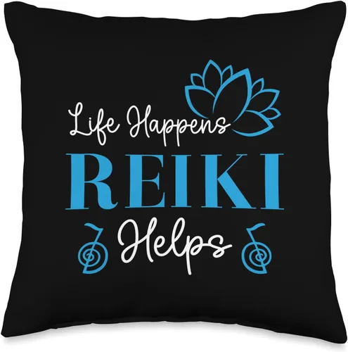 Reiki Energy Flow Ki Japanese Medicine Healer Gift Healing Namaste - Ropa de yoga Life Happens Reiki ayuda a tirar almohada, 16 x 16 pulgadas,