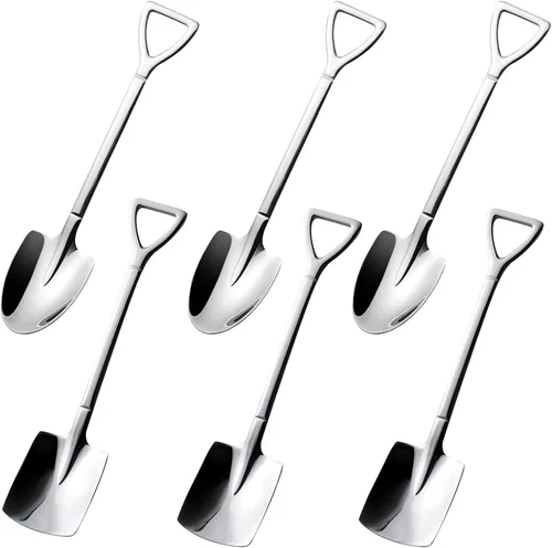 Paquete de 6 cucharas de helado de acero inoxidable, cucharas de pala, cuchara de sandía, cuchara pequeña reutilizable para té, postre, hogar,