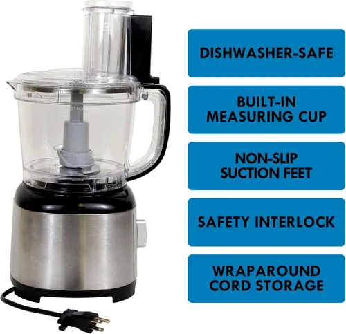 Miniatura 4 de Kenmore - Procesador de alimentos y picador de verduras de 11 tazas con disco reversible para cortar/triturar, picar, rebanar, picar, rallar, hacer
