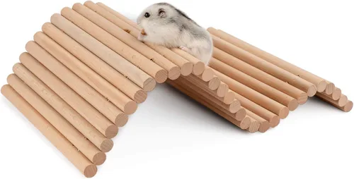 Niteangel Escalera de escalada para hámster, puente colgante de madera para conejillos de indias, ratas, erizo, jerbos, ratón, planeador de azúcar y