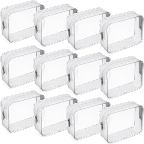 Miniatura 14 de Weewooday 12 piezas bolsas transparentes para maquillaje, bolsas de almacenamiento de cosméticos, estuches de PVC con cremallera, bolsas de viaje
