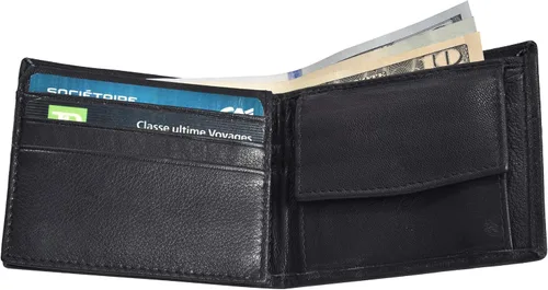 Miniatura 2 de Billetera plegable delgada y compacta con solapa y bolsillo para monedas para niños, Negro -, Minimalista