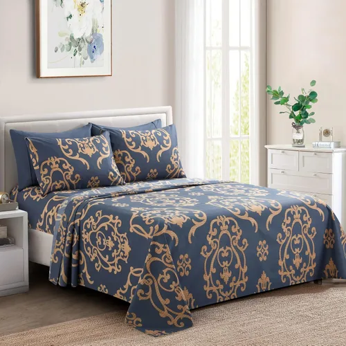 Miniatura 23 de Marina Decoration Ropa de cama ultra suave y sedosa con bolsillo profundo, rayón derivado de bambú para todas las estaciones, juego de sábanas de 6