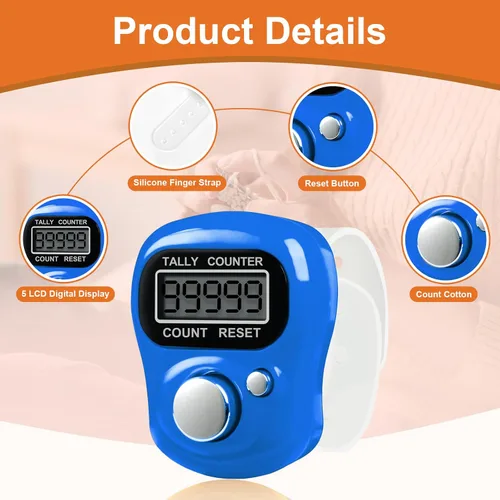 Miniatura 3 de Amble Contador de clicker con diamantes de imitación, contador de contador de 5 dígitos, clickers para vuelta, lanzamiento, golf, tejido, conteo