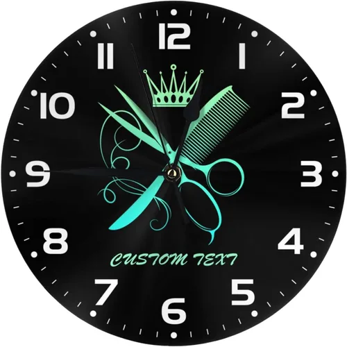 Reloj de pared personalizado para peluquería, añade tu texto, reloj de peluquería personalizado para salón de belleza, decoración de reloj de pared,
