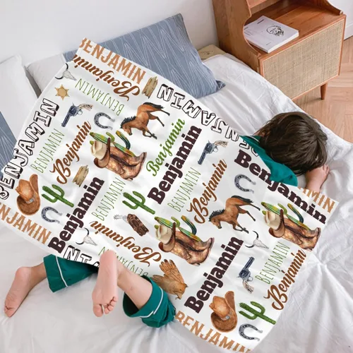 Miniatura 4 de Manta de bebé personalizada con diseño de animales del bosque, manta personalizada con nombre para niñas y niños, regalos de registro, manta suave