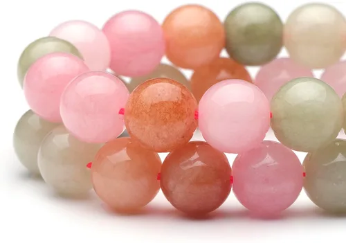 Miniatura 3 de Youngbling Cuentas de Piedras Preciosas Naturales para la Fabricación de Joyas, 8mm Flor de Jade Colorida Pulida Redonda Lisa, Cuentas de Piedra