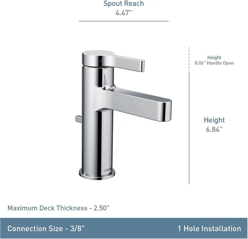 Miniatura 2 de Moen Vichy 6710 - Grifo de baño cromado con una manija