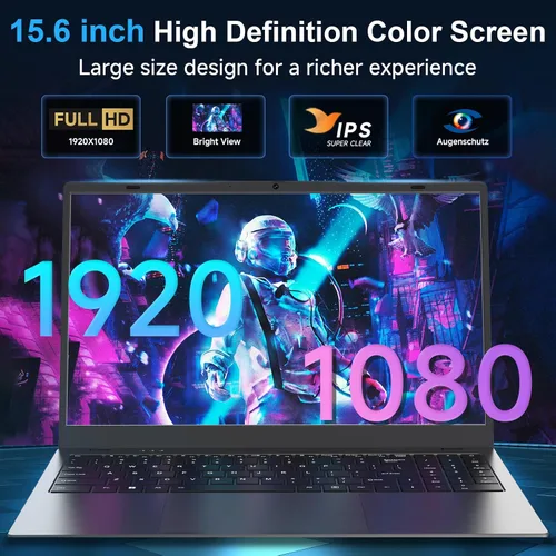 Miniatura 3 de Computadora portátil, portátiles de 15.6 pulgadas - 32 GB de RAM 512 GB SSD, procesador Pentium 6500Y (hasta 3.4 GHz), pantalla FHD IPS