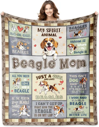 Regalos de Beagle para mujeres, mantas de Beagle de 60 x 50 pulgadas, regalo de Beagles para amantes de mamá, regalos para dueños de perros Beagles,