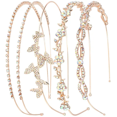 Miniatura 11 de Wecoe Diadema azul real con diamantes de imitación, diadema de flores para niña, diadema de metal de cristal para mujer, regalo de diadema de moda