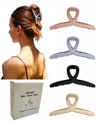 Miniatura 3 de Pinzas para el cabello de 4.3 pulgadas, grandes, antideslizantes, grandes mate, clip de mariposa para cabello fino y grueso, paquete de 4 4