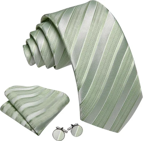 Miniatura 347 de Barry.Wang Juego de corbatas para hombre, corbata de seda a rayas, tejido a cuadros, gemelos formales, negocios, boda
