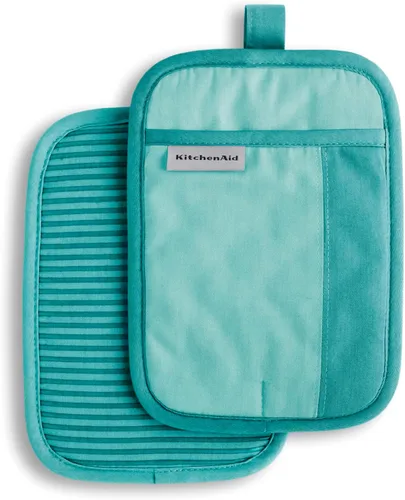 KitchenAid Beacon - Juego de soportes antideslizantes de dos tonos, color cielo aguamarina, 7 x 10 pulgadas, 2 piezas