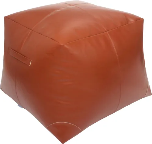 Funda de puf de cuero sin relleno, taburete hecho a mano, solución de almacenamiento otomano, cojín cuadrado para reposapiés, 18 x 21 x 16 pulgadas